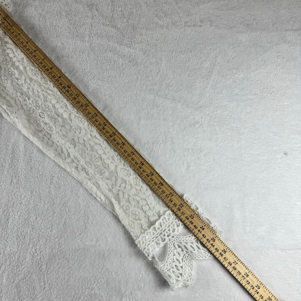 Camisa White Lace Crochet Long Sleeve Blouse Women XL Boho Cottagecore Sheer Top - Picture 7 of 11